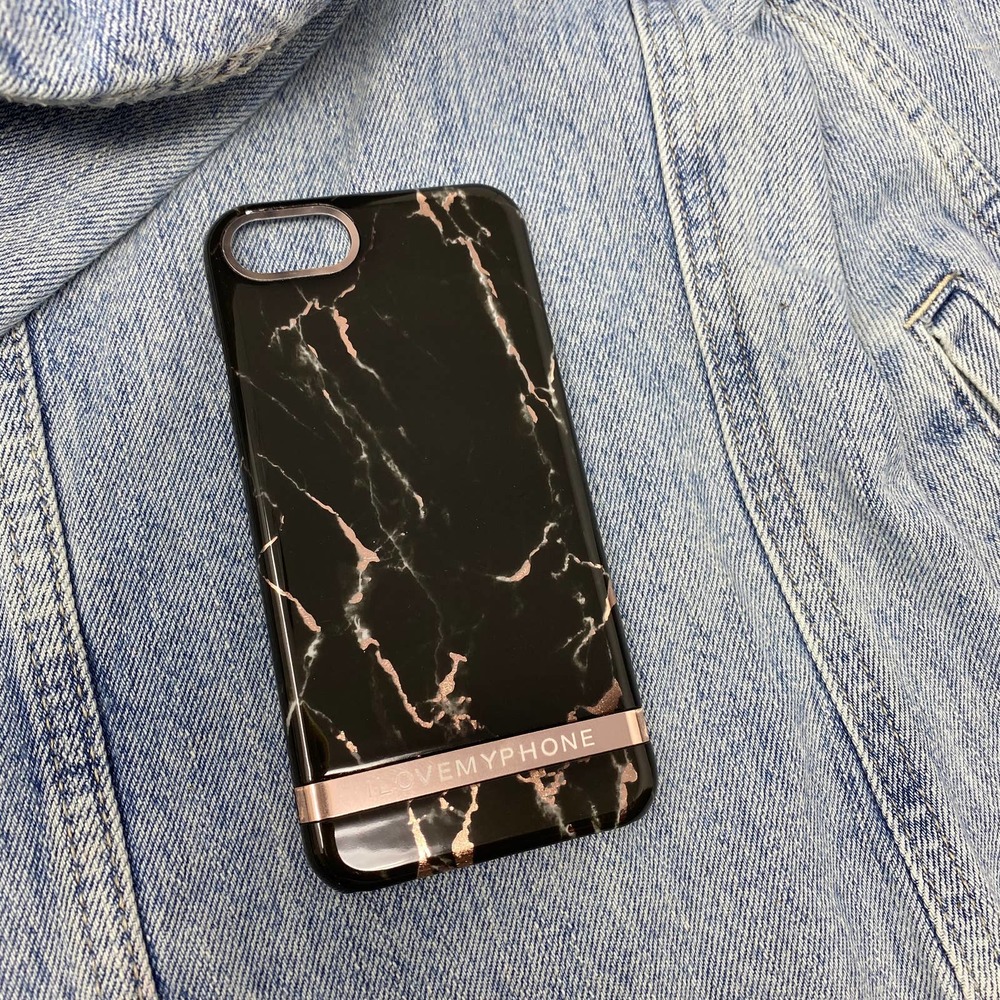 iPhone 7/8 Case NEW Black Gold Marble Print Cover